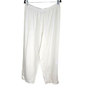Bryn Walker XL Linen Pants White Elastic Waist Pull On Lightweight Made‎ USA